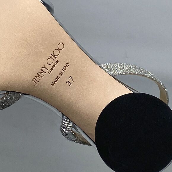 Jimmy Choo Plum Metallic Leather & Glitter Slingback Sandals size 37 - Picture 11 of 11